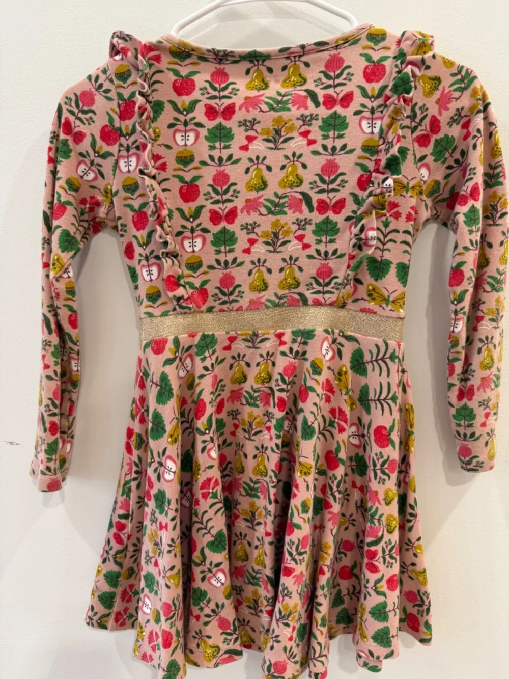 Mini Boden - Pink Autumn Tapestry Cora Twirly Jersey Dress, Size 8-9y